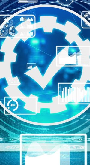 Quality Assurance and Quality Control conceptual - Modern graphic interface showing certified standard process, product warranty and quality improvement technology for satisfaction of customer.